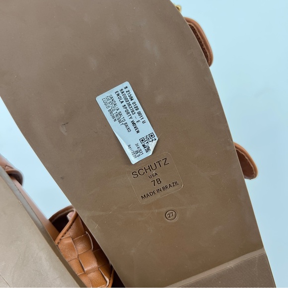 Schutz Enola Sporty Leather Brown Double Buckle Slip On Resortwear Sandals 7 - Picture 6 of 6